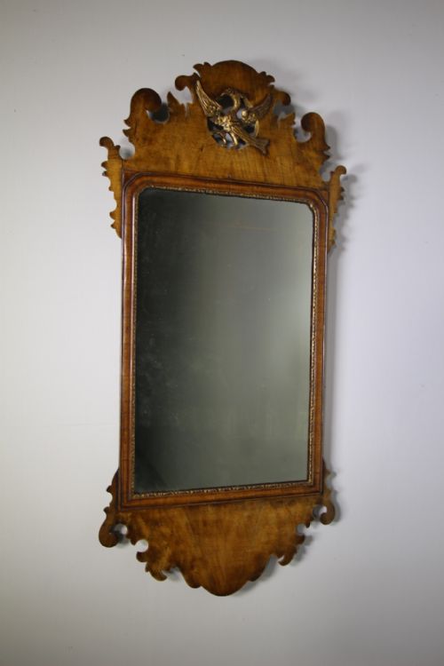 English 19th Century Antique Walnut Shapely Wall Mirror