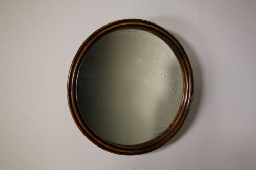 Beautiful English Fruitwood Antique Circular Mirror