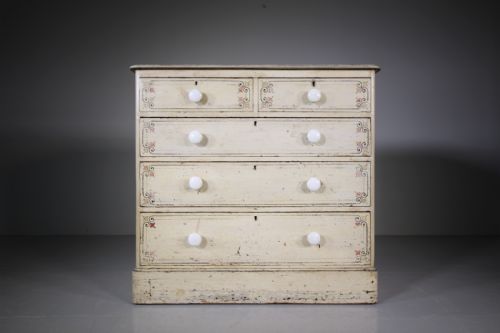 19th Century English Original Painted Pine Chest of Drawers