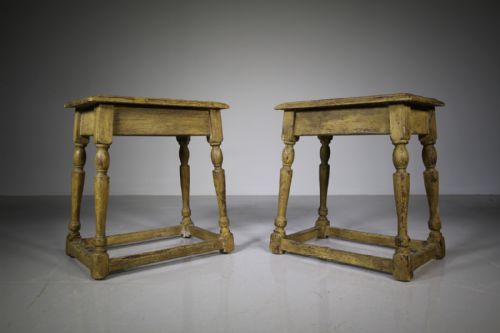 Pair of 19th Century Antique Painted Pine Joint Stools