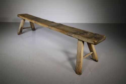 Primitive 18th Century Antique Pine Bench