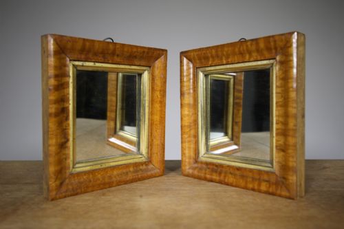 Pair of English Antique Burr Maple Mirrors
