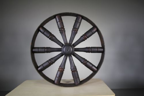 Large English Fruitwood Antique Wheel