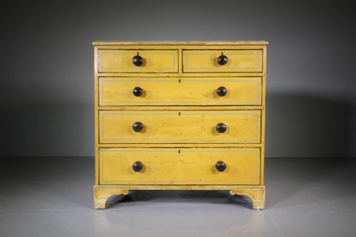 English Original Painted Pine Antique Chest of Drawers
