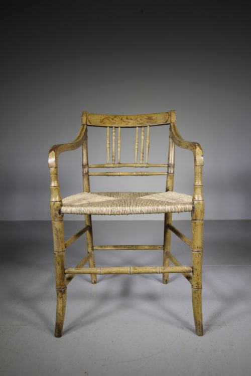 English Regency Antique Original Painted Armchair