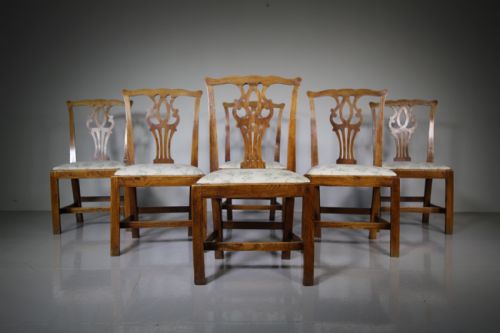 Set of Six Georgian Chippendale Antique Dining Chairs