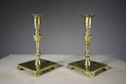 Pair of Georgian Antique Brass Candlesticks