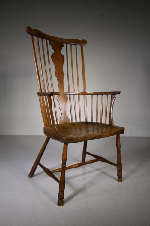 Georgian Antique Fruitwood Windsor Armchair from the West Country