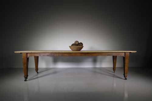 Large English 19th Century Antique Oak Dining Table