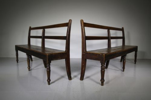 Pair of English William IV Antique Hall Benches