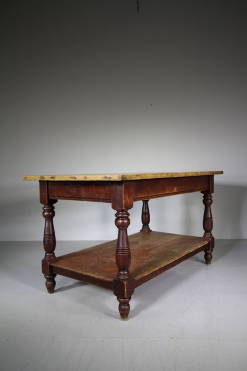 Impressive Large English Antique Preparation Table / Island