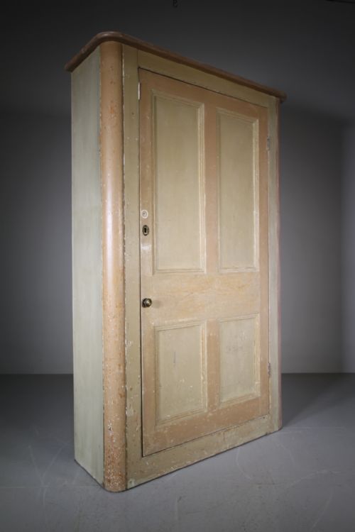 English Original Painted Pine Antique Cupboard