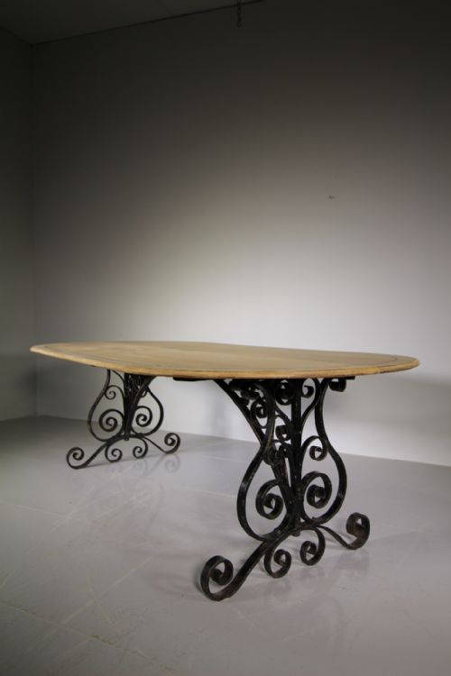 Large 19th Century English Antique Oak & Iron Dining / Centre Table