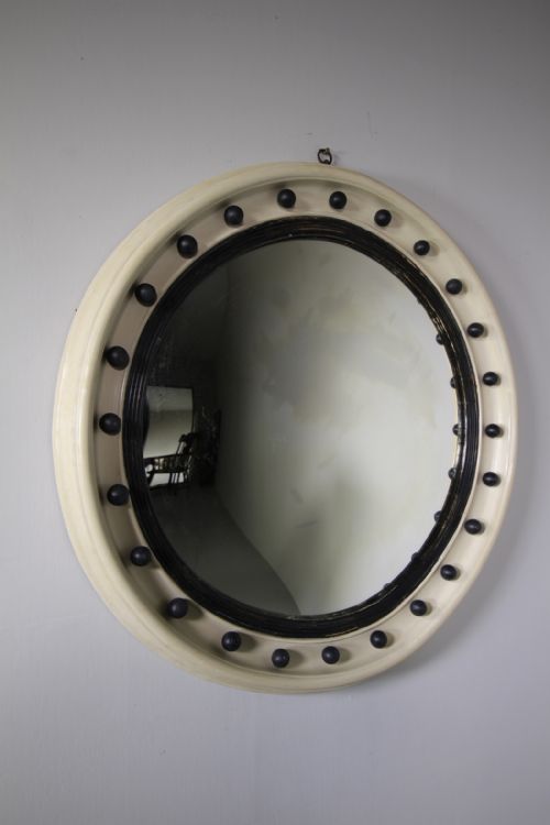 Large English 19th Century Antique Convex Mirror