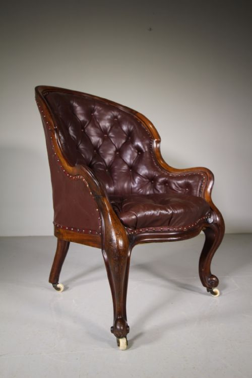 English 19th Century Antique Leather Armchair