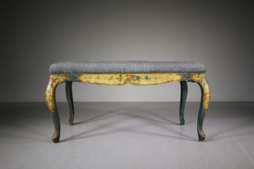 19th Century Large Antique Stool in Original Paint