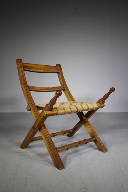English 19th Century Antique Folding Campaign Chair