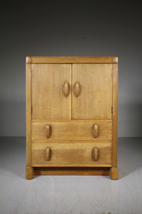 Heals 1930’S Oak Odeon Tall Boy Cupboard