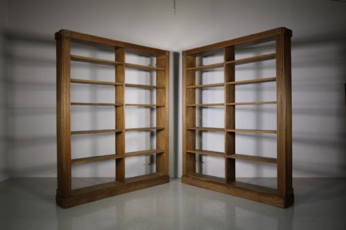 Pair of English 19th Century Antique Oak Open Bookcases