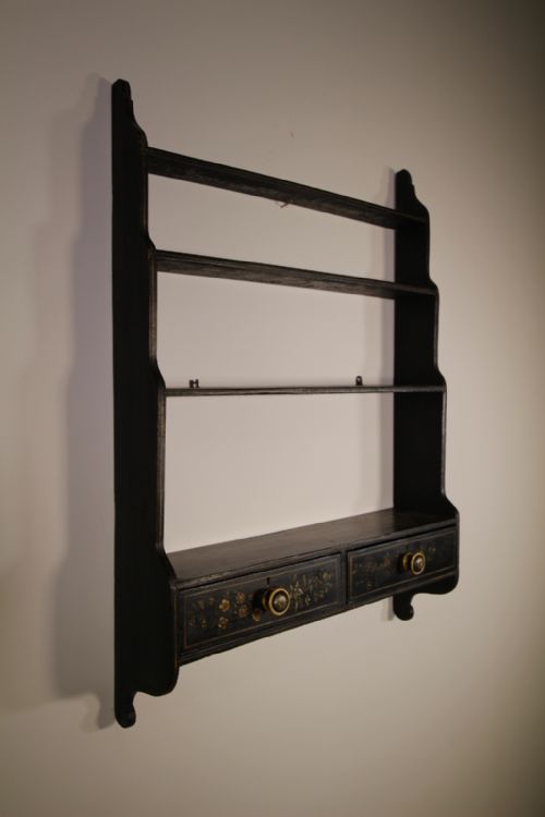 English Regency Antique Original Painted Pine Open Wall Shelves