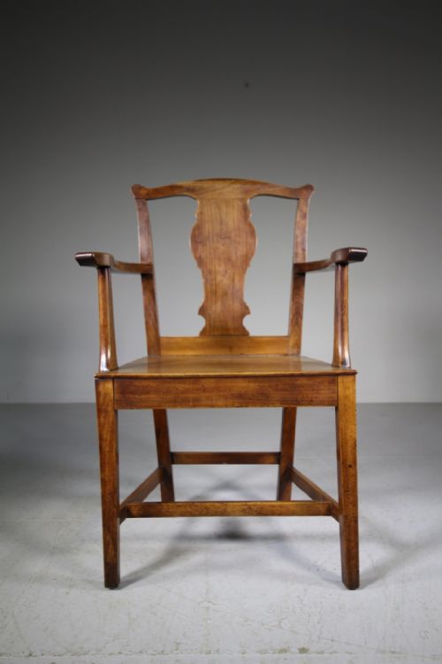 English Fruitwood Antique Country Armchair