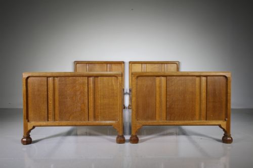 Pair of Early Gordon Russell Antique Oak Single Beds