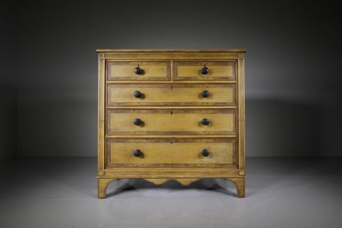 Regency Original Painted Pine Antique Chest of Drawers-signed & Dated