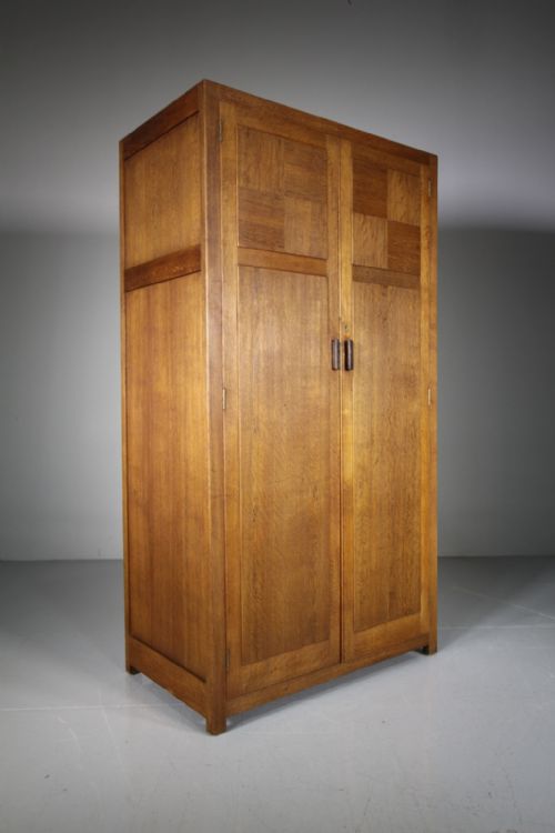 Heals Antique Oak Double Wardrobe – Labelled