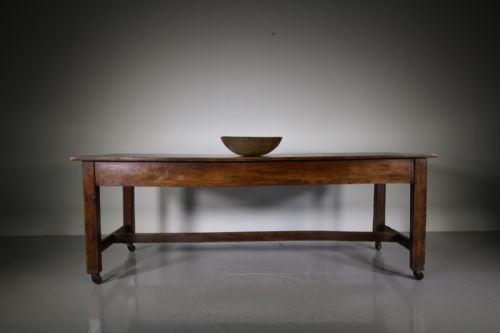 Large English 18th Century Antique Elm Kitchen Dining Table