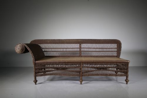 Amazing 19th Century Antique Woven Wicker Day Bed