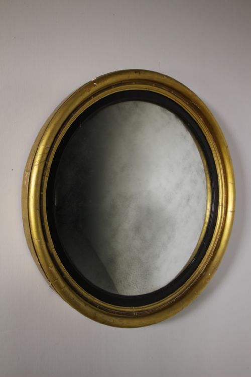 Large English Regency Antique Gilt Convex Mirror – Superb Plate