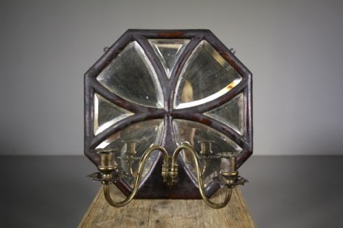 English 19th Century Antique Mirror Wall Sconce