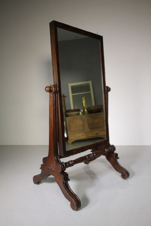 
English Regency Antique Mahogany Cheval Dressing Mirror