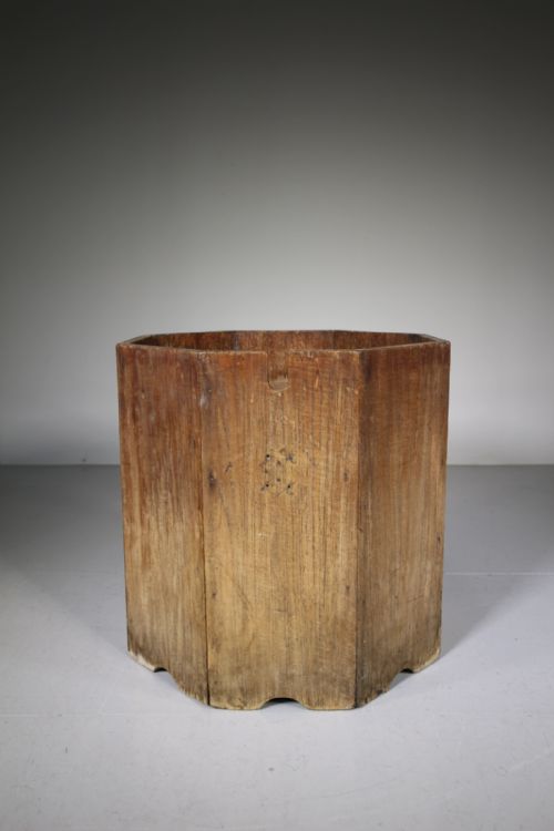 English Antique Teak Octagonal Container
