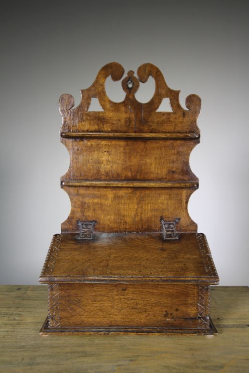 Shapely 18th Century Antique Oak Spoon Rack