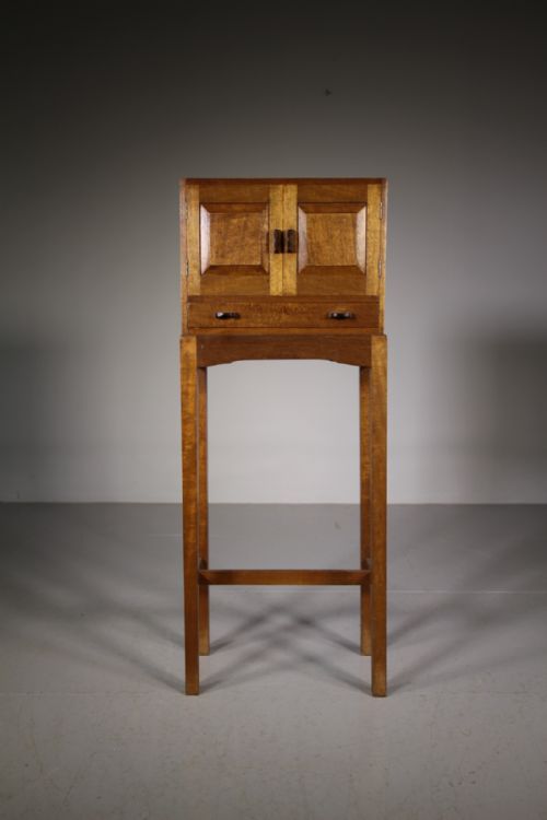 1930’S Cotswold School Walnut Cabinet on Stand