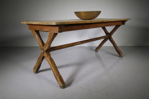 Original Painted Pine Antique Tavern Dining Table