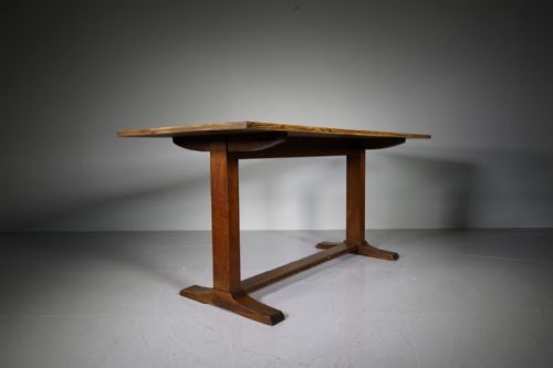 Heals Edwardian Antique Oak Refectory Dining Table – Labelled