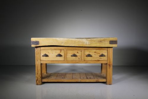 English Late 19th Century Antique Clean Butchers Block Table