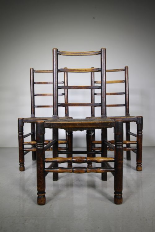 Unusual Set of Four 18th Century Antique Dining Chairs