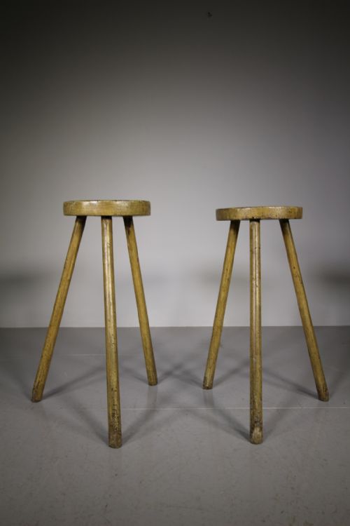 Pair of English 19th Century Antique Painted Pine Dairy Stands