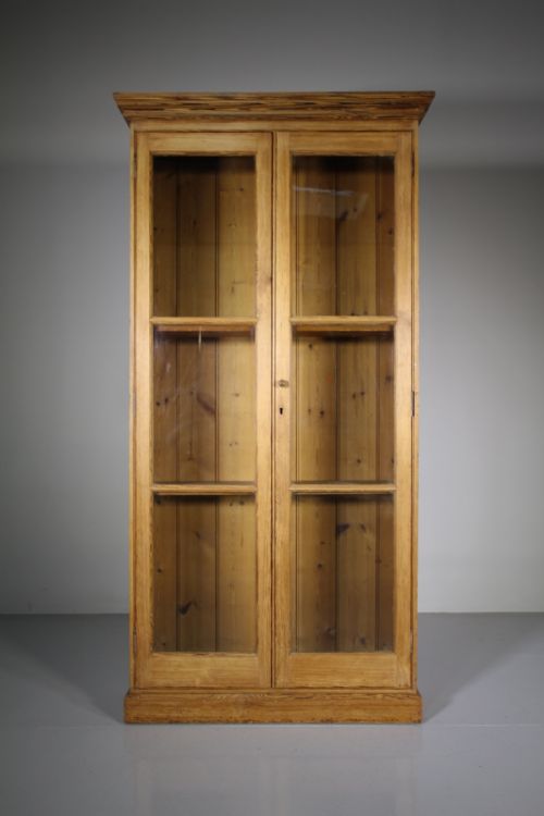 English 19th Century Antique Pine Glazed Cupboard