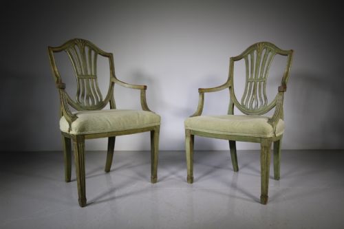 Pair of Late Georgian Antique Armchairs in Paint