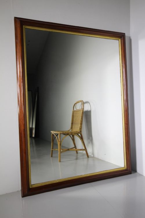 Large English 19th Century Antique Mahogany Mirror
