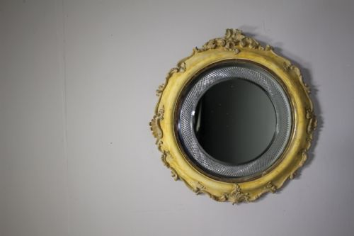 Unusual English 19th Century Wheel Cut Wall Mirror
