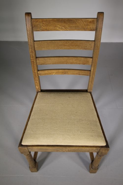 SET OF FOUR HEALS TILDEN RANGE ANTIQUE OAK DINING CHAIRS LABELLED - ADDITIONAL PHOTO 3