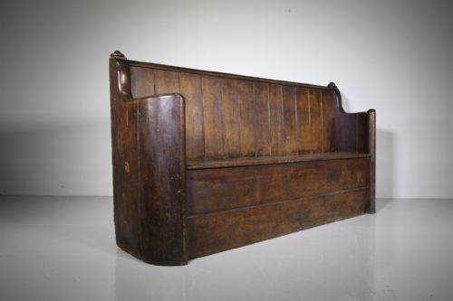English 18th Century Period Oak Box Seat Settle