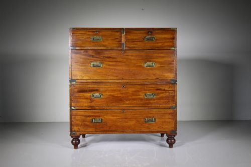 English 19th Century Antique Mahogany Military Chest of Drawers – Good Example