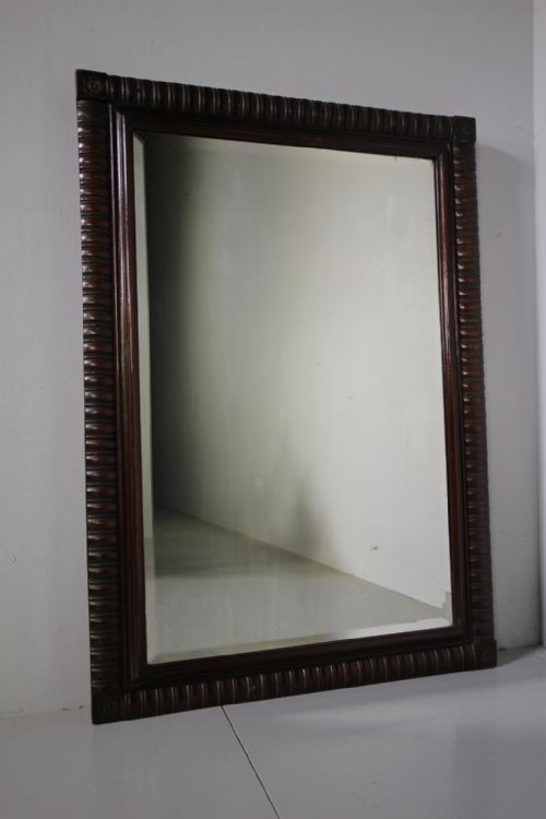 English 19th Century Antique Carved Pine Wall Mirror