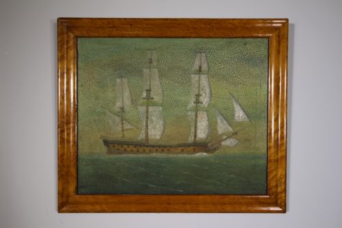 English 19th Century Antique Ghost Ship Painting